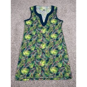 LANDS' END Tropical Hawaiian Floral Sleeveless Knit Shift Dress Womens Small 6-8